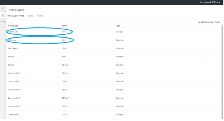 Multiple virtual Agent Profiles per tenant
