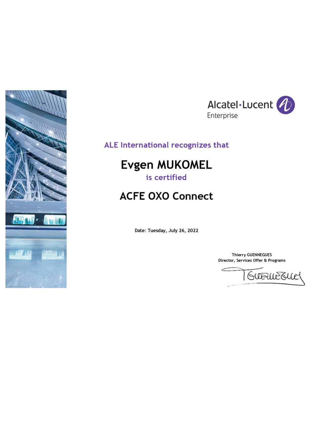 Сертификат Alcatel Lucent