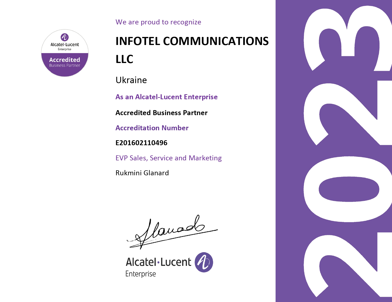 Сертификат Alcatel-Lucent Enterprise